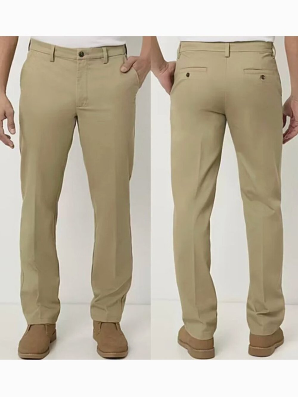 ST. JOHN'S BAY Mens Wrinkle Free Easy Care Classic Fit Flat Front Pant Tan 36x32